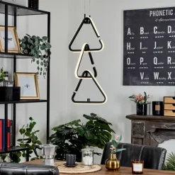 hofstein Suspension Chlak LED Noir, 3 lumières, Télécommandes* Éclairage Led