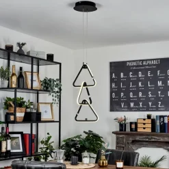 hofstein Suspension Chlak LED Noir, 3 lumières, Télécommandes* Éclairage Led