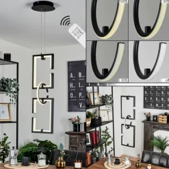 hofstein Suspension Chlak LED Noir, 3 lumières, Télécommandes