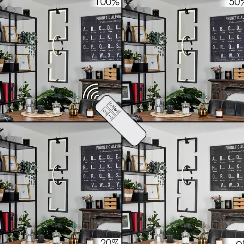 hofstein Suspension Chlak LED Noir, 3 lumières, Télécommandes