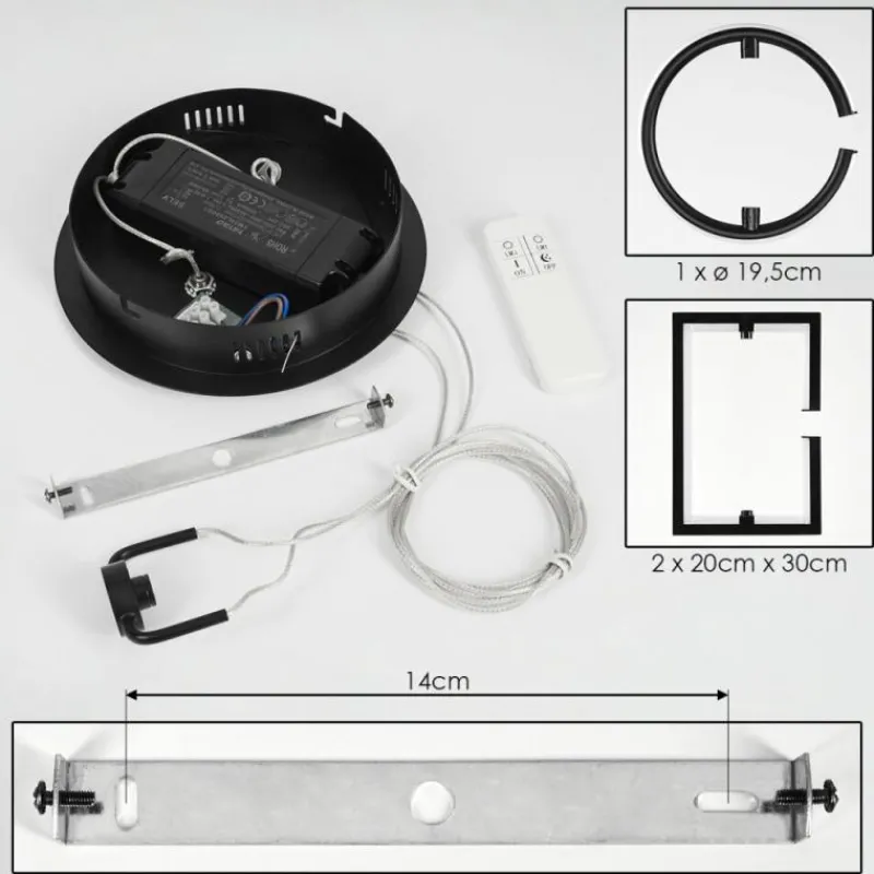 hofstein Suspension Chlak LED Noir, 3 lumières, Télécommandes