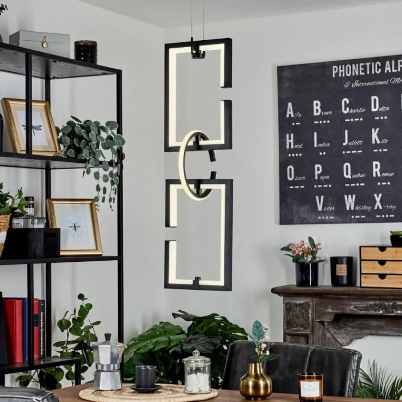 hofstein Suspension Chlak LED Noir, 3 lumières, Télécommandes