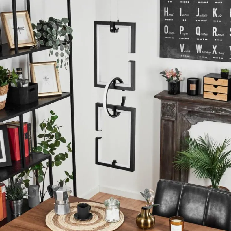 hofstein Suspension Chlak LED Noir, 3 lumières, Télécommandes