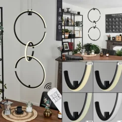 hofstein Suspension Chlak LED Noir, 3 lumières, Télécommandes