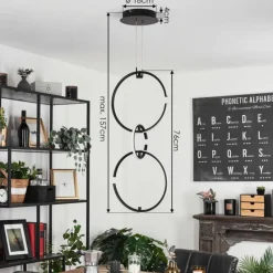 hofstein Suspension Chlak LED Noir, 3 lumières, Télécommandes