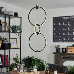 hofstein Suspension Chlak LED Noir, 3 lumières, Télécommandes