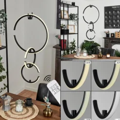 hofstein Suspension Chlak LED Noir, 3 lumières, Télécommandes