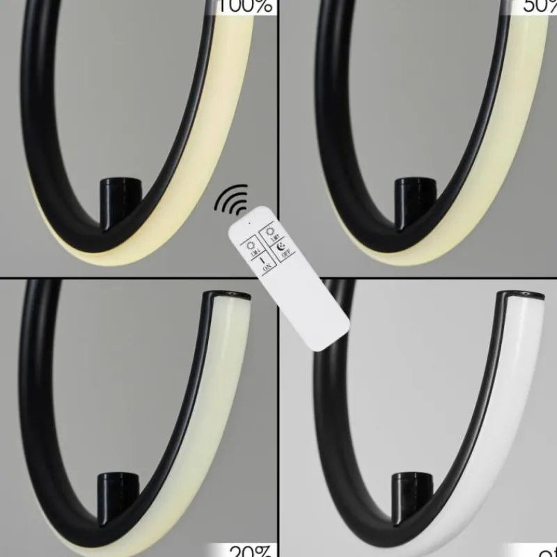 hofstein Suspension Chlak LED Noir, 3 lumières, Télécommandes