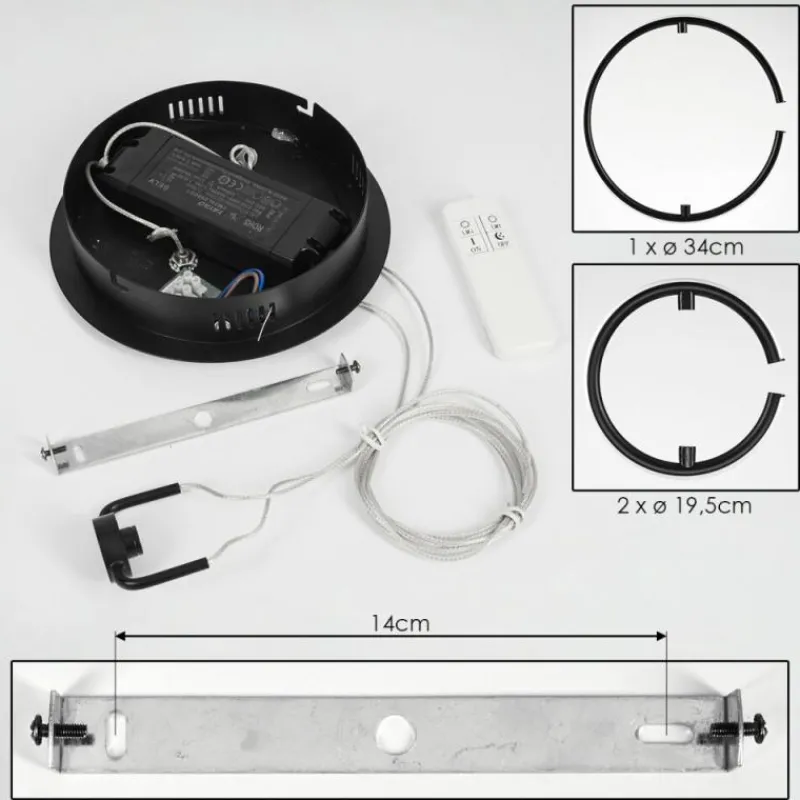 hofstein Suspension Chlak LED Noir, 3 lumières, Télécommandes