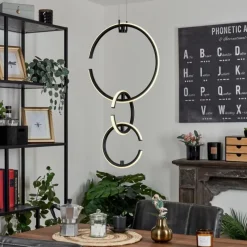 hofstein Suspension Chlak LED Noir, 3 lumières, Télécommandes