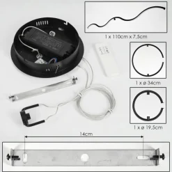hofstein Suspension Chlak LED Noir, 3 lumières, Télécommandes