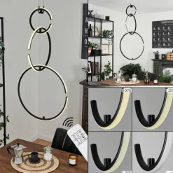 hofstein Suspension Chlak LED Noir, 3 lumières, Télécommandes