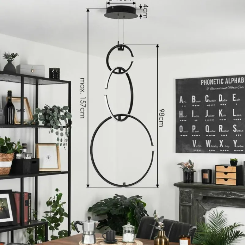 hofstein Suspension Chlak LED Noir, 3 lumières, Télécommandes