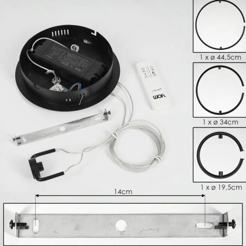 hofstein Suspension Chlak LED Noir, 3 lumières, Télécommandes