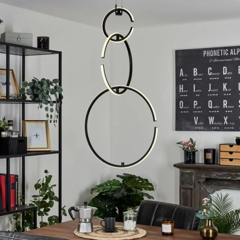 hofstein Suspension Chlak LED Noir, 3 lumières, Télécommandes