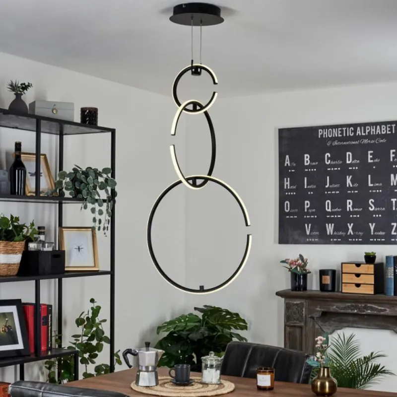 hofstein Suspension Chlak LED Noir, 3 lumières, Télécommandes