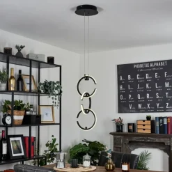 hofstein Suspension Chlak LED Noir, 3 lumières, Télécommandes