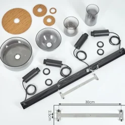 hofstein Suspension Classon Couleur bois, Noir, 4 lumières