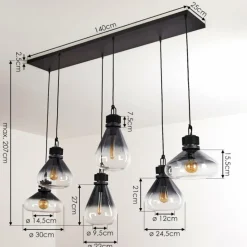 hofstein Suspension Coapilla Noir, 6 lumières