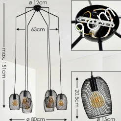 Lampes Vintages & Rétros-hofstein Suspension Conewago Noir, 6 lumières