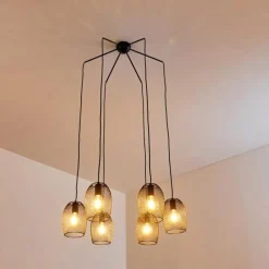 Lampes Vintages & Rétros-hofstein Suspension Conewago Noir, 6 lumières