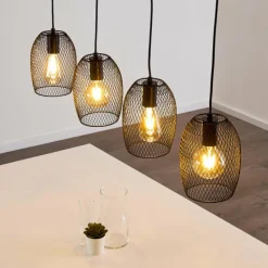 Lampes Vintages & Rétros-hofstein Suspension Conewago Noir, 4 lumières