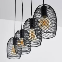 Lampes Vintages & Rétros-hofstein Suspension Conewago Noir, 4 lumières