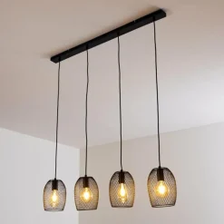 Lampes Vintages & Rétros-hofstein Suspension Conewago Noir, 4 lumières