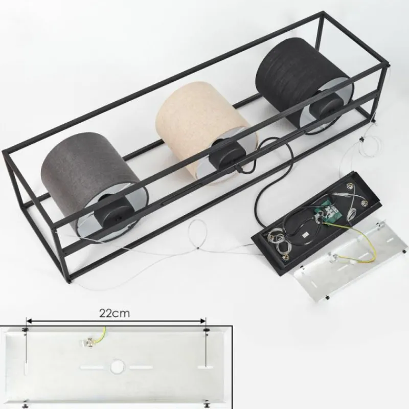 Lampes En Tissu-hofstein Suspension Contumil Noir, 3 lumières