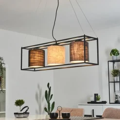 Lampes En Tissu-hofstein Suspension Contumil Noir, 3 lumières