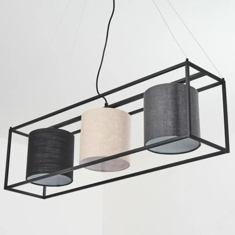 Lampes En Tissu-hofstein Suspension Contumil Noir, 3 lumières
