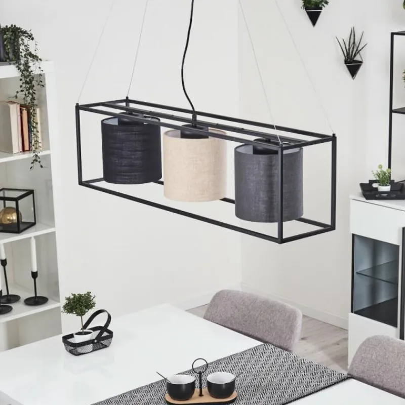 Lampes En Tissu-hofstein Suspension Contumil Noir, 3 lumières