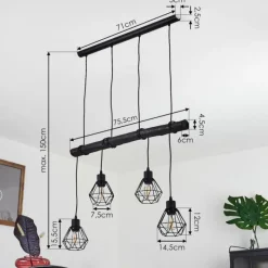 Lampes Vintages & Rétros-hofstein Suspension Cool Spring Bois foncé, Noir, 4 lumières