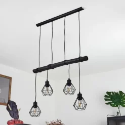 Lampes Vintages & Rétros-hofstein Suspension Cool Spring Bois foncé, Noir, 4 lumières