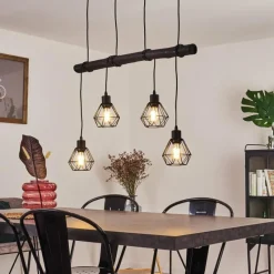 Lampes Vintages & Rétros-hofstein Suspension Cool Spring Bois foncé, Noir, 4 lumières