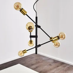 Lampes Dorées-hofstein Suspension Coppet Noir doré, 6 lumières