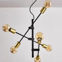Lampes Dorées-hofstein Suspension Coppet Noir doré, 6 lumières