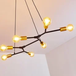 Lampes Dorées-hofstein Suspension Coppet Noir doré, 7 lumières