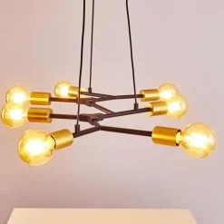 Lampes Dorées-hofstein Suspension Coppet Noir doré, 7 lumières