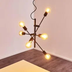 Lampes Dorées-hofstein Suspension Coppet Noir doré, 6 lumières