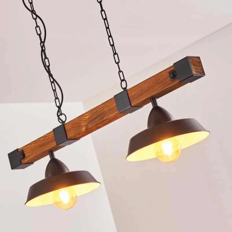 Lampes En Bois-hofstein Suspension Corippo Brun, Noir, 2 lumières