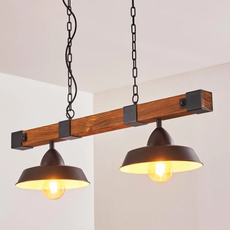 Lampes En Bois-hofstein Suspension Corippo Brun, Noir, 2 lumières
