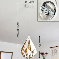 Lampes Dorées-hofstein Suspension Corraleja Or, Blanc, 1 lumière