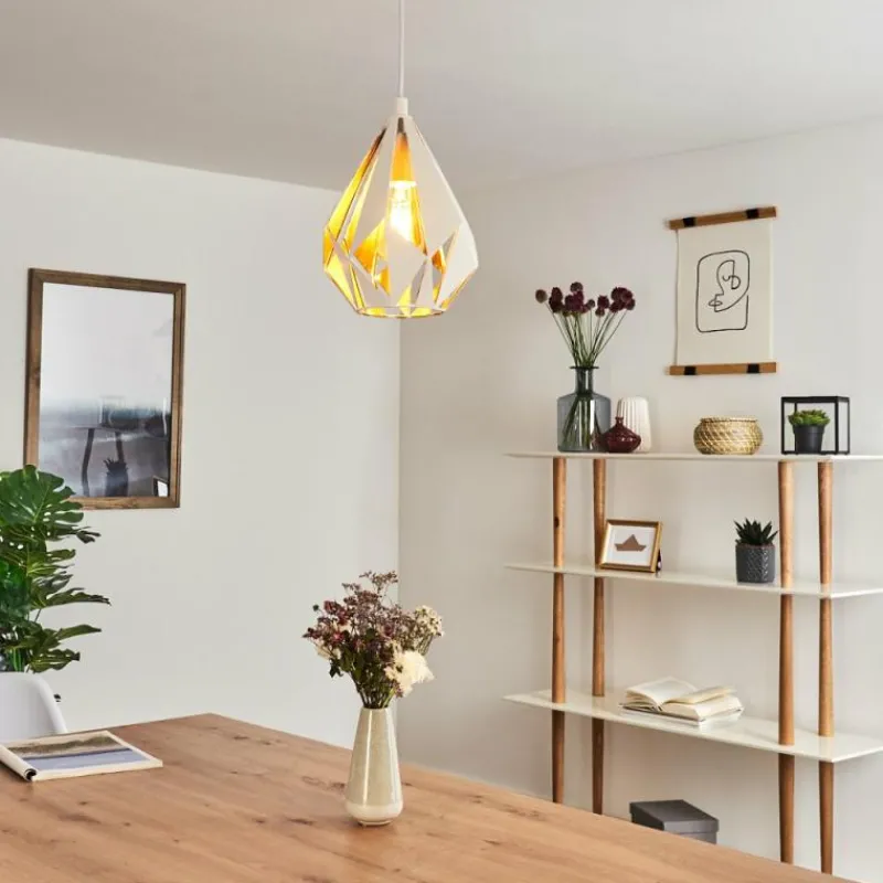 Lampes Dorées-hofstein Suspension Corraleja Or, Blanc, 1 lumière