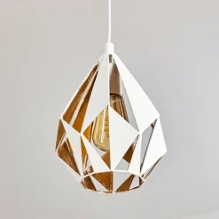 Lampes Dorées-hofstein Suspension Corraleja Or, Blanc, 1 lumière