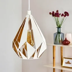 Lampes Dorées-hofstein Suspension Corraleja Or, Blanc, 1 lumière