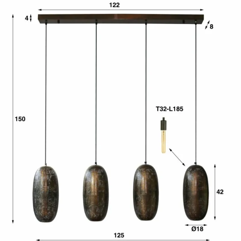 hofstein Suspension Cosmic Ancien, 4 lumières* Suspensions