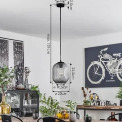 Suspension Verre Fumé-hofstein Suspension Crabinaille Noir, 1 lumière