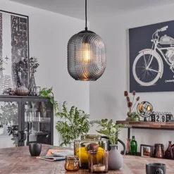 Suspension Verre Fumé-hofstein Suspension Crabinaille Noir, 1 lumière