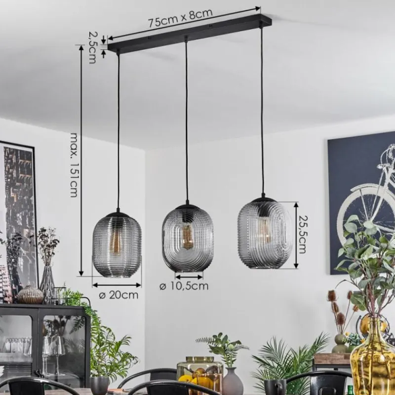 hofstein Suspension Crabinaille Noir, 3 lumières* Suspensions